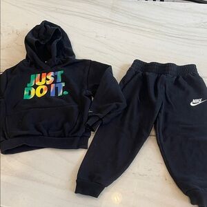 Nike Kids Black Joggers with Colorful Print